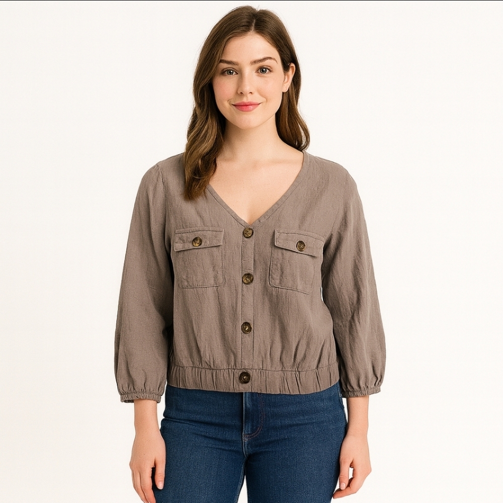 Self Esteem Taupe Y2K Vintage Cropped Modern Boho Parisian Style RusticVibe Sz S